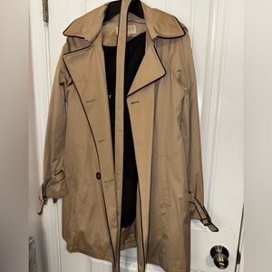 MICHAEL KORS DOUBLE BREAST PIPED TRENCH COAT W HOOD/ DETACHABLE LINER JACKET M